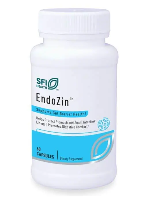 SFI Health EndoZin - Zinc Carnosine and L-Glutamine supplement for gut barrier and digestive comfort.