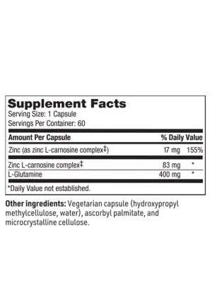 SFI Health EndoZin - Zinc Carnosine and L-Glutamine supplement for gut barrier and digestive comfort.