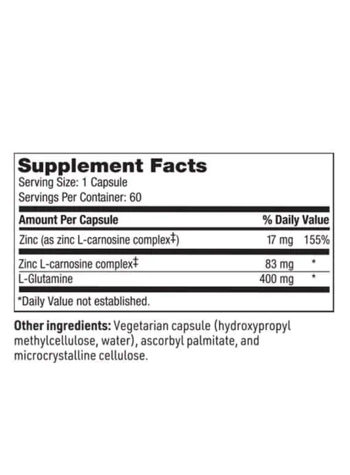 SFI Health EndoZin - Zinc Carnosine and L-Glutamine supplement for gut barrier and digestive comfort.