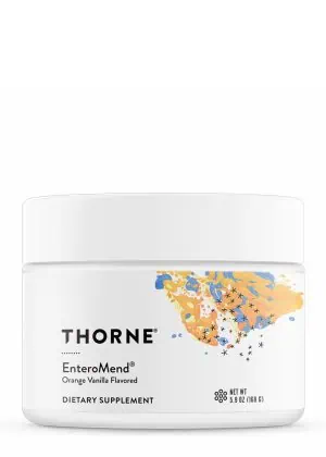 Thorne EnteroMend (5.9 oz Orange-Vanilla) - gut health supplement powder for digestive support.