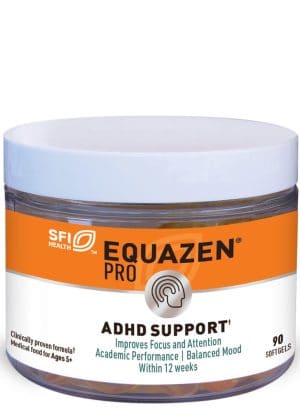 Equazen Pro - A medical food with a 9:3:1 ratio of EPA, DHA, and GLA to support focus and attention in individuals with ADHD.