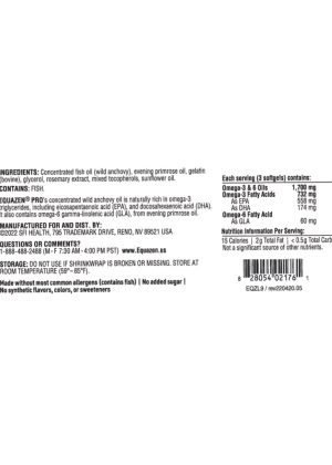 Equazen Pro - A medical food with a 9:3:1 ratio of EPA, DHA, and GLA to support focus and attention in individuals with ADHD.