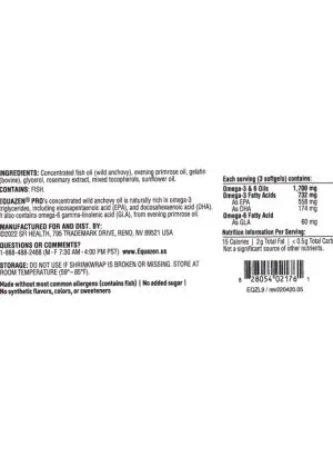 Equazen Pro - A medical food with a 9:3:1 ratio of EPA, DHA, and GLA to support focus and attention in individuals with ADHD.