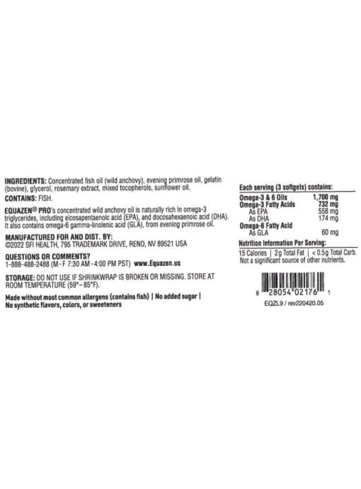 Equazen Pro - A medical food with a 9:3:1 ratio of EPA, DHA, and GLA to support focus and attention in individuals with ADHD.