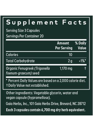 Organic Fenugreek Seed capsules for natural lactation and breast milk production support