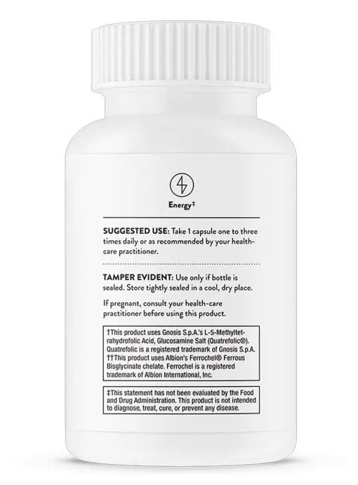 Thorne Ferrasorb - A non-constipating iron supplement with active B vitamins and vitamin C for energy.
