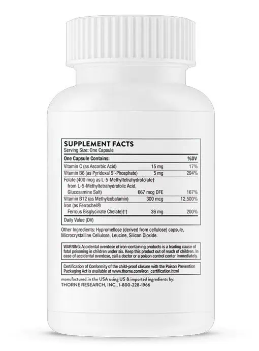 Thorne Ferrasorb - A non-constipating iron supplement with active B vitamins and vitamin C for energy.