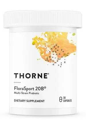 Thorne FloraSport 20B - NSF Certified probiotic for athletic gut health and immune support.