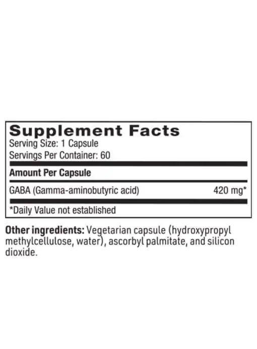 GABA - 420mg of Gamma-aminobutyric acid for relaxation and neuronal support.