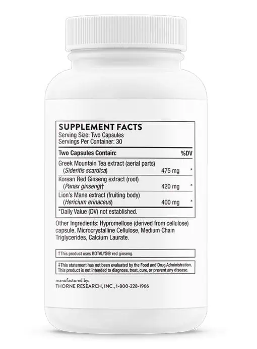 Thorne Ginseng Plus (60 Capsules) - nootropic supplement for stress, energy, and cognitive function.