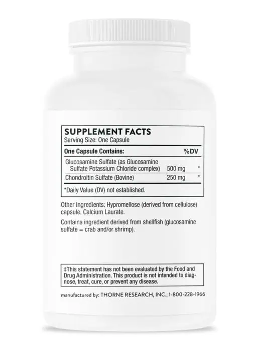 Thorne Glucosamine & Chondroitin (90 Capsules) - Joint support supplement with glucosamine and chondroitin sulfate for cartilage and mobility.