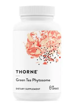 Thorne Green Tea Phytosome (60 Capsules) - decaffeinated EGCG supplement for metabolism and antioxidant support.