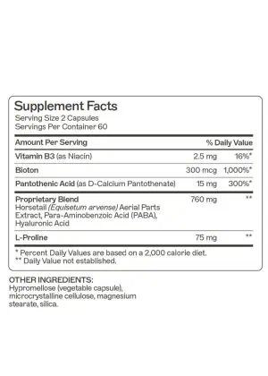 Hair Skin and Nails Supports strong and healthy hair, skin, and nails