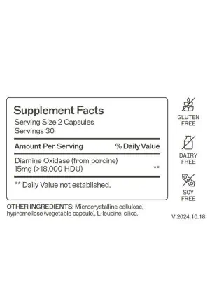 Histazyme A patented enzyme formula that helps break down food-derived histamines in the digestive tract