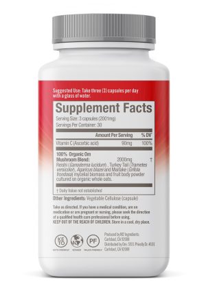 Om Immune Defense Mushroom Superfood Capsules (90 count) - with Reishi, Turkey Tail, and Vitamin C for immune support.