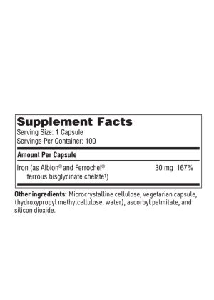 Iron Chelate - 30 mg of Ferrochel® chelated iron for a gentle, non-constipating supplement.