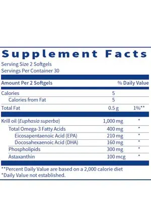 Krill Oil - A high-quality source of omega-3 EPA, DHA, and phospholipids with astaxanthin.