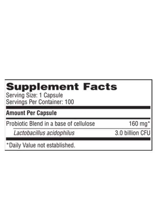 L. Acidophilus - 3 billion CFU probiotic in a SCD™ compliant formula for intestinal health.
