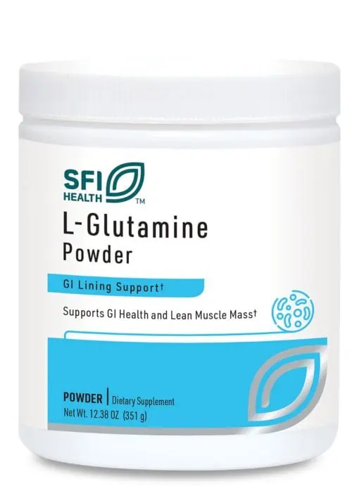 L-Glutamine Powder - 5g of pure L-Glutamine to support intestinal and muscle health.