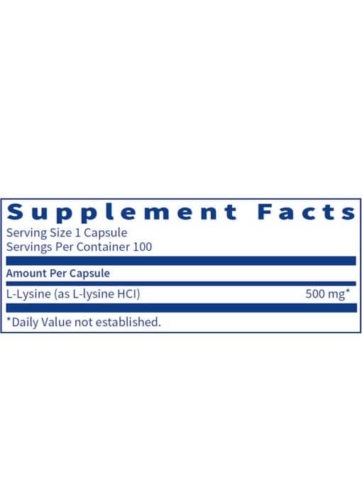 L-Lysine - 500 mg of the essential amino acid L-Lysine for tissue repair and collagen support.