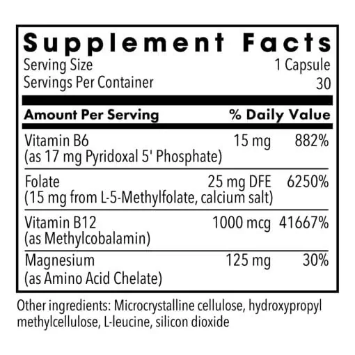MethylPro L-Methylfolate 15 mg + Cofactors - High-potency active folate with B6, B12, and Magnesium for methylation support.