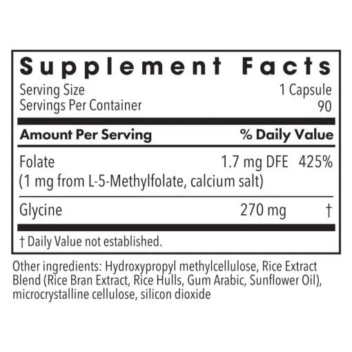 MethylPro L-Methylfolate 1 mg - Active folate with glycine for foundational methylation support.