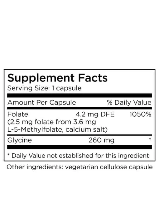MethylPro L-Methylfolate 2.5 mg - Active folate with glycine for gentle mood and methylation support.