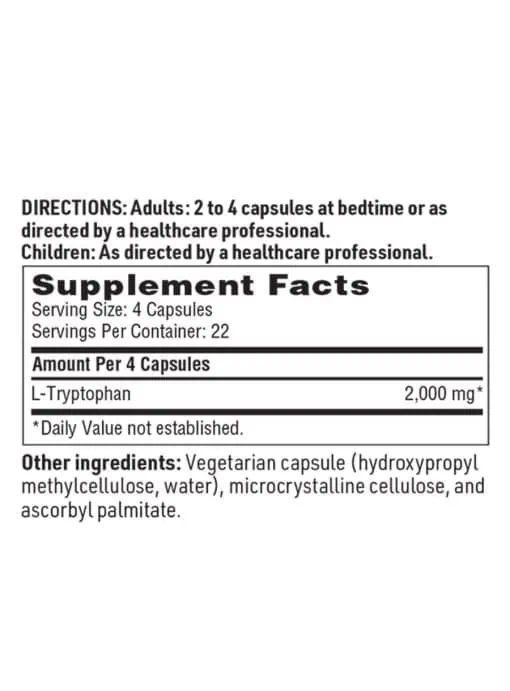 L-Tryptophan - 2,000 mg L-Tryptophan supplement for sleep, mood, and relaxation support.