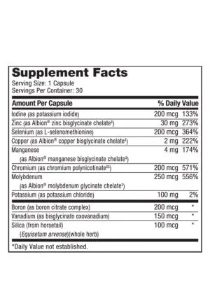 LDA Trace Mineral Complex - A comprehensive, iron-free formula with 11 essential trace minerals.