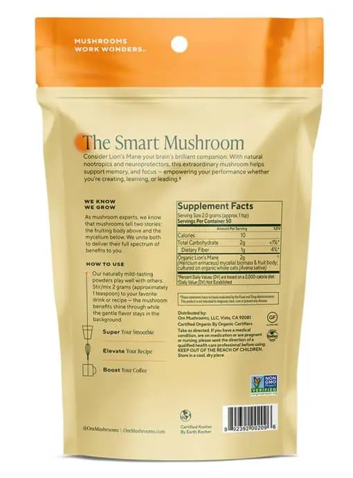 Lion’s Mane Organic Mushroom Powder Helps support memory & focus