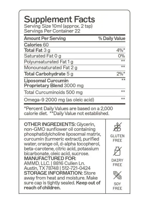 Liposomal Curcumin Supports the body's immune response and elimination of free radicals