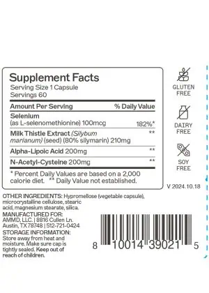 Liver Support Supports liver function, bile production, and the body's natural detoxification process
