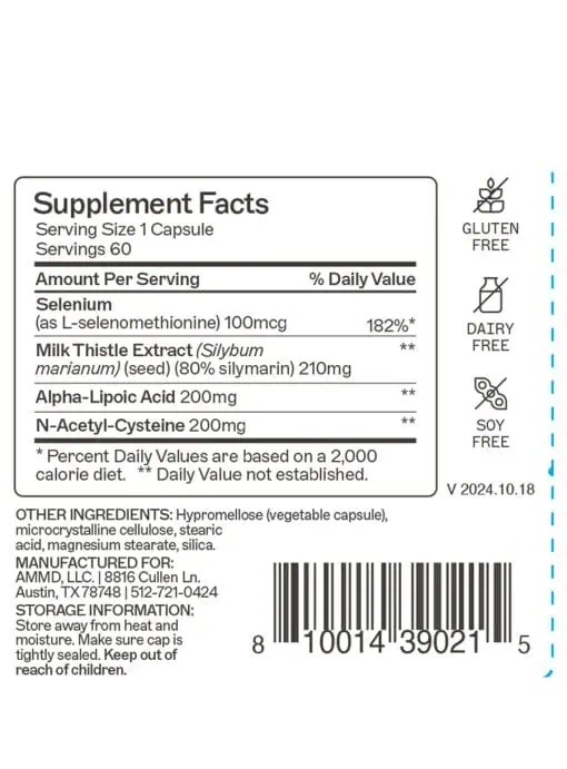 Liver Support Supports liver function, bile production, and the body's natural detoxification process