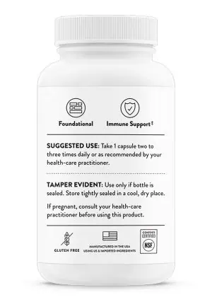 Thorne L-Lysine (60 Capsules) - 500mg essential amino acid supplement for immune, skin, and bone support.