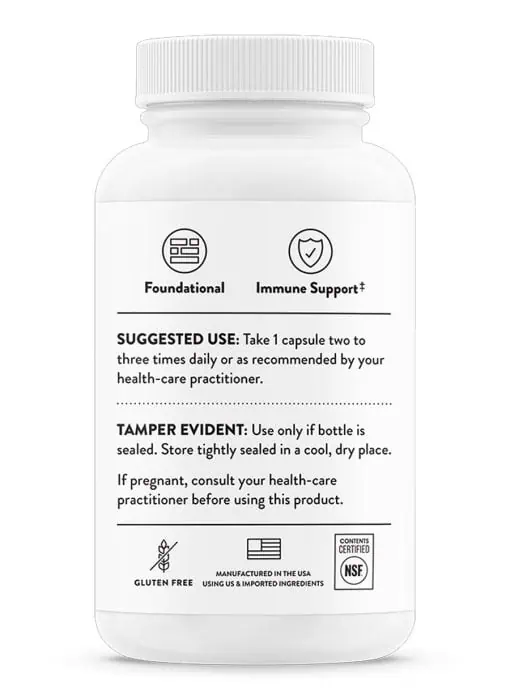 Thorne L-Lysine (60 Capsules) - 500mg essential amino acid supplement for immune, skin, and bone support.