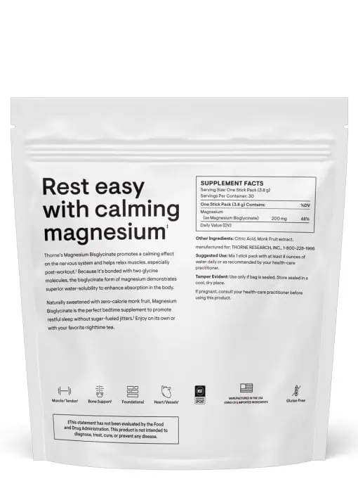 Thorne Magnesium Bisglycinate - A calming, absorbable magnesium powder for sleep, stress, and muscle relaxation.