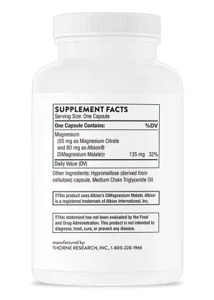 Thorne Magnesium CitraMate - A highly absorbable blend of magnesium citrate and malate for muscle, heart, and bone support.