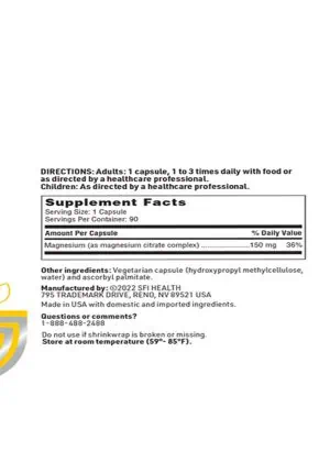 Magnesium Citrate - A highly bioavailable form of magnesium for energy, heart, and musculoskeletal function.