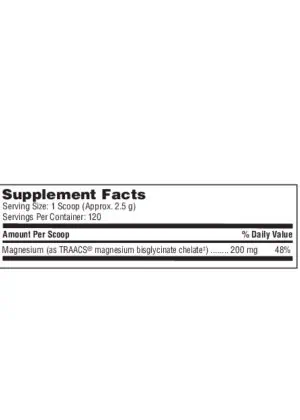 Magnesium Glycinate Powder - with 200mg of TRAACS® magnesium bisglycinate chelate for optimal absorption.