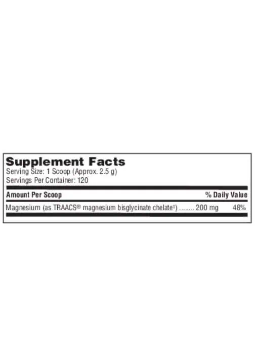 Magnesium Glycinate Powder - with 200mg of TRAACS® magnesium bisglycinate chelate for optimal absorption.