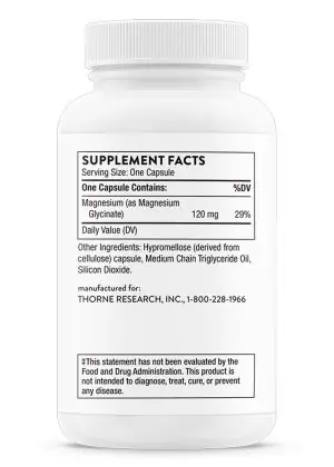 Thorne Magnesium Glycinate - A highly absorbable, non-laxative magnesium for sleep, muscle, and bone support.