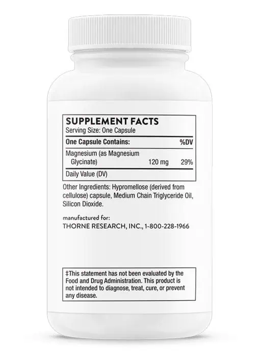 Thorne Magnesium Glycinate - A highly absorbable, non-laxative magnesium for sleep, muscle, and bone support.