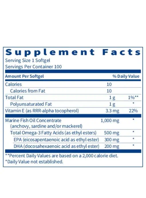 Marine Fish Oil - An ultra-pure source of omega-3 EPA and DHA for immune, brain, and heart support.