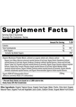 Om Master Blend Mushroom Gummies (Strawberry) - 10-mushroom blend gummies for immune and stress support.