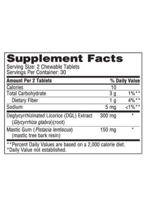 Mastic Gum/DGL - A chewable tablet with Mastic Gum and DGL Licorice for digestive health.