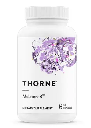 Thorne Melaton-3 (60 Capsules) - 3mg melatonin supplement for sleep and circadian rhythm support.