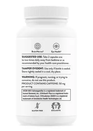 Thorne Memoractiv (60 Capsules) - Nootropic supplement with Ashwagandha and Ginkgo for focus, memory, and stress.
