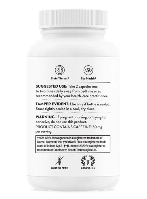 Thorne Memoractiv (60 Capsules) - Nootropic supplement with Ashwagandha and Ginkgo for focus, memory, and stress.