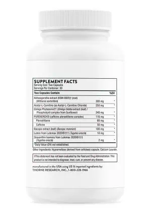Thorne Memoractiv (60 Capsules) - Nootropic supplement with Ashwagandha and Ginkgo for focus, memory, and stress.