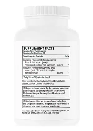 Thorne Metabolic Health - A bergamot and curcumin phytosome formula for metabolic syndrome support.